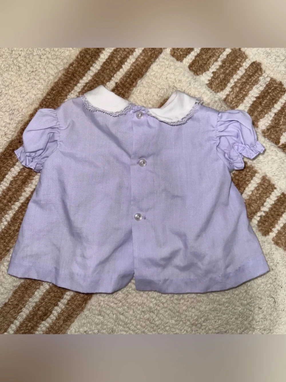 Vintage Catton Candy Baby Girl Lavender Floral Dress Newborn